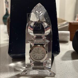 Mikasa Austrian Vintage Crystal Clock with box Silver Accents